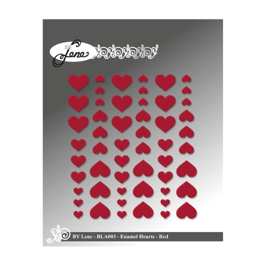 By Lene Enamel Hearts "Red - 54pcs" BLA003