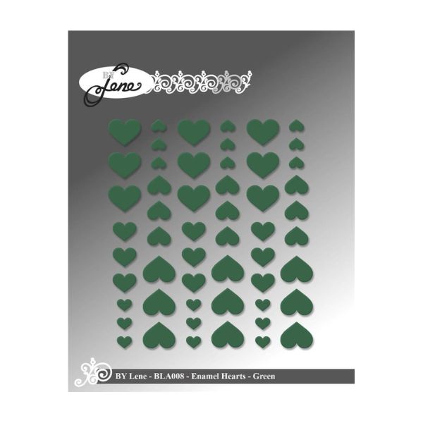 By Lene Enamel Hearts "Green - 54pcs" BLA008