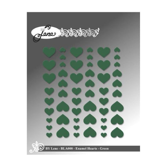 By Lene Enamel Hearts "Green - 54pcs" BLA008