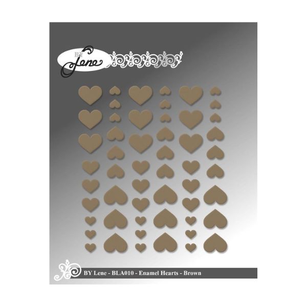 By Lene Enamel Hearts "Grey-Brown - 54pcs" BLA004