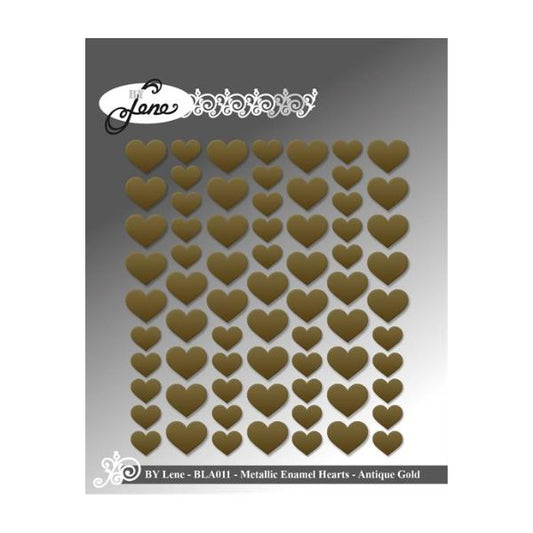 By Lene Metallic Enamel Hearts "Gold - 70pcs" BLA011