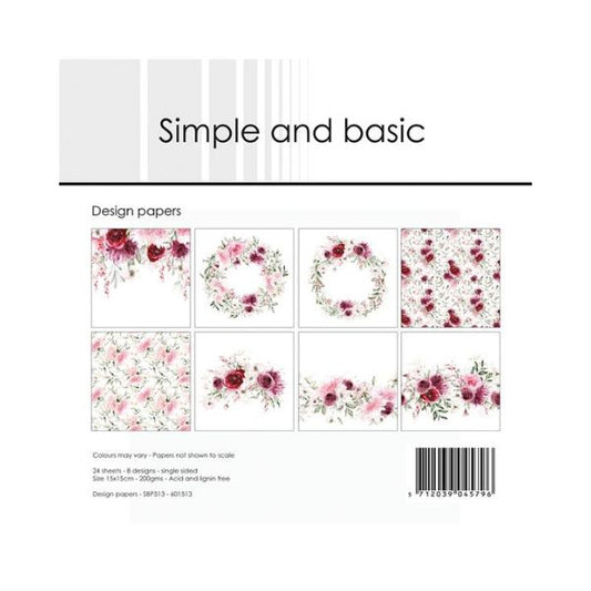 Simple and Basic Design Papers 15x15cm "Watecolour Roses" SBP513