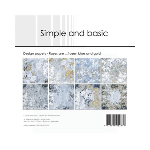 Simple and Basic Design Papers "Roses are ...frozen blue and gold" SBP528