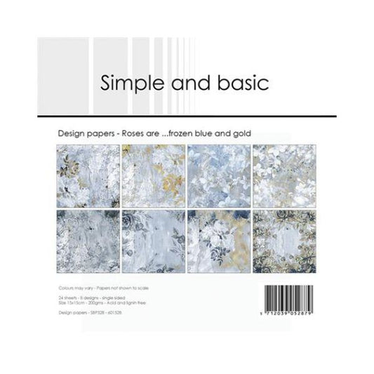 Simple and Basic Design Papers "Roses are ...frozen blue and gold" SBP528