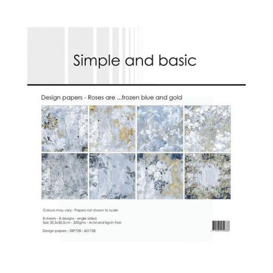 Simple and Basic Design Papers "Roses are ...frozen blue and gold" SBP728