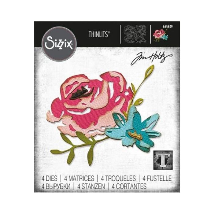 SIZZIX/TIM HOLTZ THINLITS DIE "Brushstroke Flowers #4"