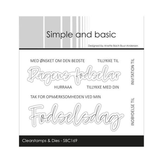 Simple and basic Clearstamp + Dies "Fødselsdag" SBC169