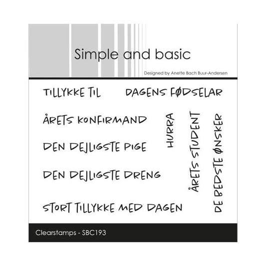 Simple and basic Clearstamp "Tillykke til / #1" SBC193