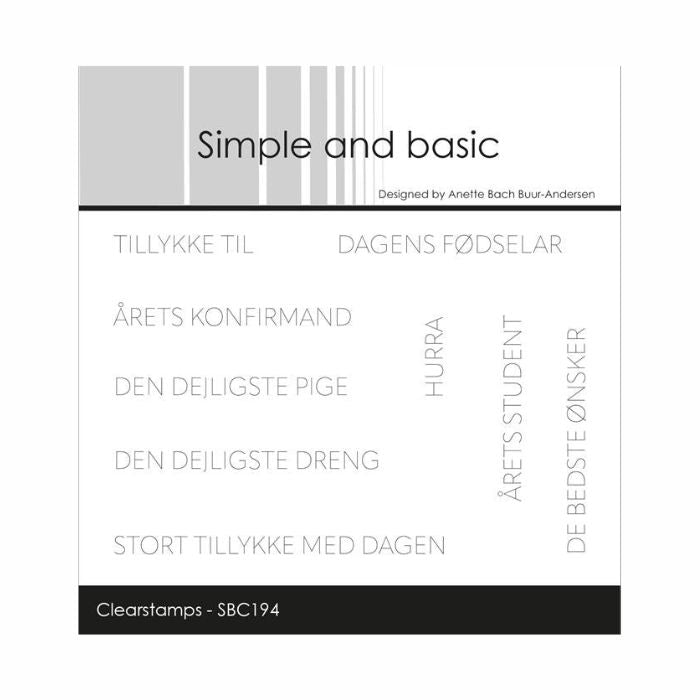 Simple and basic Clearstamp "Tillykke til / #2" SBC194